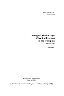 Biological Monitoring of Chemical Exposure in the Workplace Guidelines