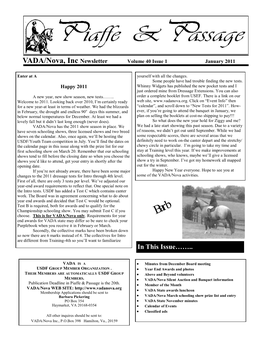 VADA/Nova, Inc Newsletter Volume 40 Issue 1 January 2011