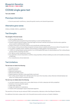 Blueprint Genetics COX4I2 Single Gene Test