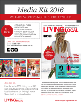 Media Kit 2016 WE HAVE SYDNEY’S NORTH SHORE COVERED