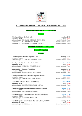Campeonato Nacional De Liga – Temporada 2013 / 2014