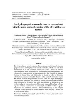 Are Hydrographic Mesoscale Structures Associated with the Mass Nesting Behavior of the Olive Ridley Sea Turtle?