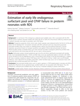 Estimation of Early Life Endogenous Surfactant Pool and CPAP Failure In