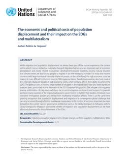 The Economic and Political Costs of Population Displacement and Their Impact on the Sdgs and Multilateralism