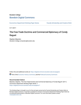 The Free-Trade Doctrine and Commercial Diplomacy of Condy Raguet