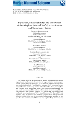 (Inia and Sotalia) in the Amazon and Orinoco River Basins