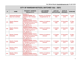 City of Warsaw Notices, Batches 1(A) – 25(Y)