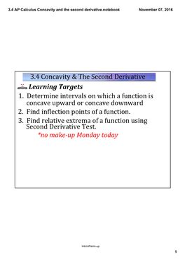 3.4 AP Calculus Concavity and the Second Derivative.Notebook November 07, 2016