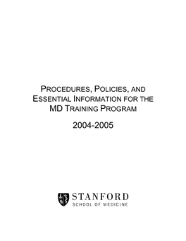 Stanford University School of Medicine Office of Student Affairs, November 22, 2004