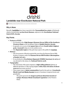 Landslide Near Eravikulam National Park