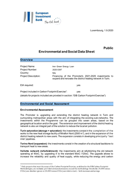 Environmental and Social Data Sheet