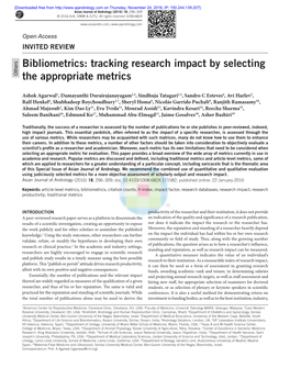 Bibliometrics: Tracking Research Impact by Selecting the Appropriate Metrics