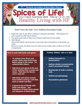 Don't Pass the Salt! Low Sodium Seasoning Guide