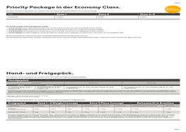 Priority Package in Der Economy Class. Hand- Und Freigepäck