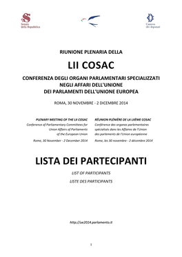 Lii Cosac Lista Dei Partecipanti