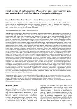 Novel Species of Cylindrocarpon (Neonectria) and Campylocarpon Gen