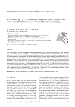 Reconstructing Late Quaternary Fluvial Process Controls in the Upper Aller Valley (North Germany) by Means of Numerical Modeling