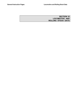 Section 10 Locomotive and Rolling Stock Data