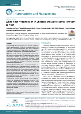 White Coat Hypertension in Children And
