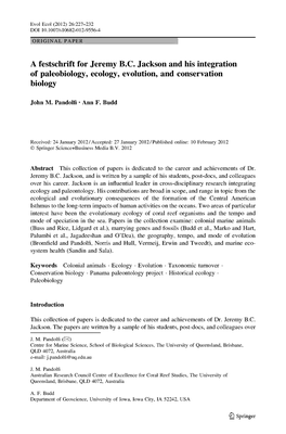 A Festschrift for Jeremy B.C. Jackson and His Integration of Paleobiology, Ecology, Evolution, and Conservation Biology