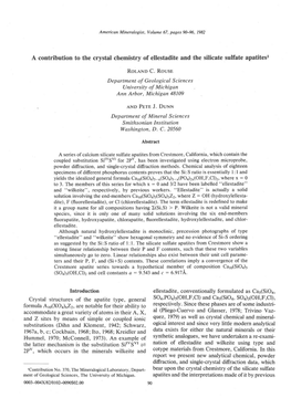 A Contribution to the Crystal Chemistry of Ellestadite and the Silicate Sulfate