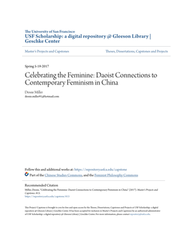 Daoist Connections to Contemporary Feminism in China Dessie Miller Dessie.Miller91@Hotmail.Com