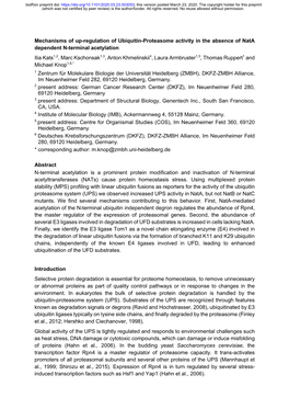 Mechanisms of Up-Regulation of Ubiquitin-Proteasome Activity in The