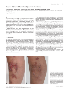 Response of Ulcerated Necrobiosis Lipoidica to Clofazimine