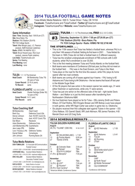 2014 TULSA FOOTBALL GAME NOTES Tulsa Athletic Media Relations • 800 S