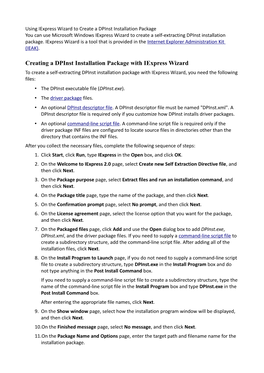 Creating a Dpinst Installation Package with Iexpress Wizard