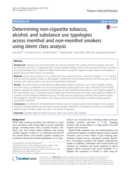 Determining Non-Cigarette Tobacco, Alcohol, and Substance Use