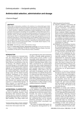 Antimicrobial Selection, Administration and Dosage