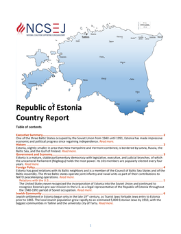 Republic of Estonia Country Report Table of Contents