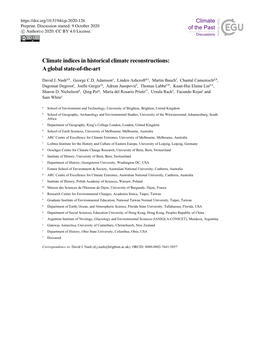 Climate Indices in Historical Climate Reconstructions: a Global State-Of-The-Art