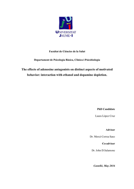 The Effects of Adenosine Antagonists on Distinct Aspects of Motivated Behavior: Interaction with Ethanol and Dopamine Depletion