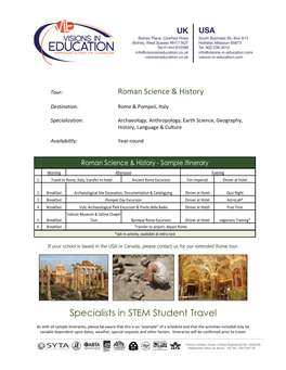 Specialists in STEM Student Travel