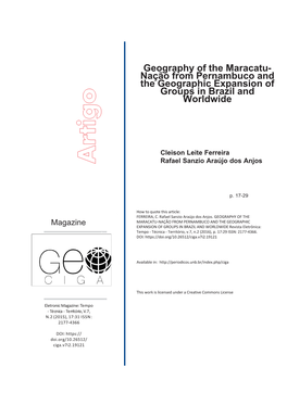 Geography of the Maracatu- Nação from Pernambuco and the Geographic Expansion of Groups in Brazil and Worldwide