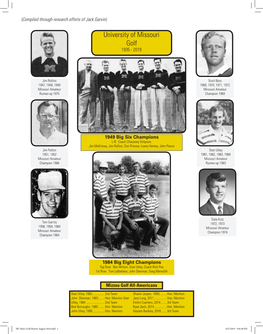 University of Missouri Golf 1935 - 2019