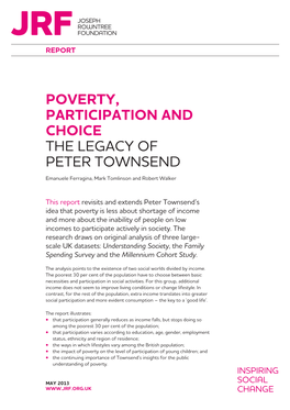 Poverty, Participation and Choice: the Legacy of Peter Townsend