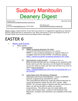 8 May 2021 Deanery Newsletter
