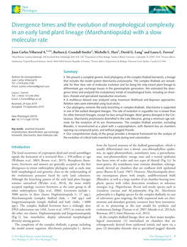 Divergence Times and the Evolution of Morphological Complexity in an Early Land Plant Lineage (Marchantiopsida) with a Slow Molecular Rate