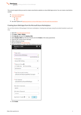 Creating Azure Web Apps from the Microsoft Azure Marketplace