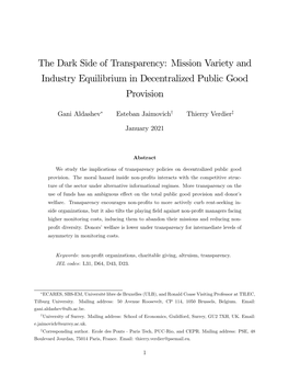 Mission Variety and Industry Equilibrium in Decentralized Public Good Provision