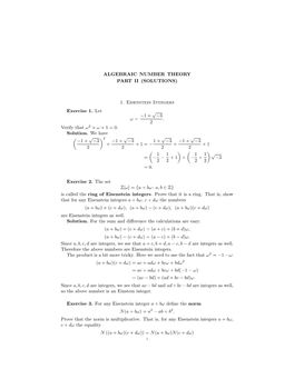 Algebraic Number Theory Part Ii (Solutions) 1