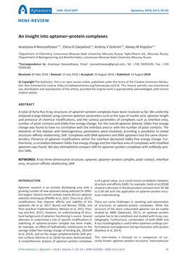 An Insight Into Aptamer–Protein Complexes