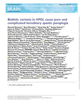 Biallelic Variants in HPDL Cause Pure and Complicated Hereditary Spastic Paraplegia