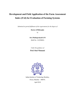 For Evaluation of Farming Systems