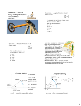 Circular Motion Angular Velocity