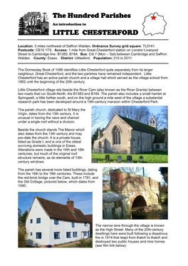 The Hundred Parishes LITTLE CHESTERFORD