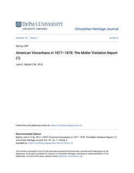 American Vincentians in 1877–1878: the Maller Visitation Report (1)